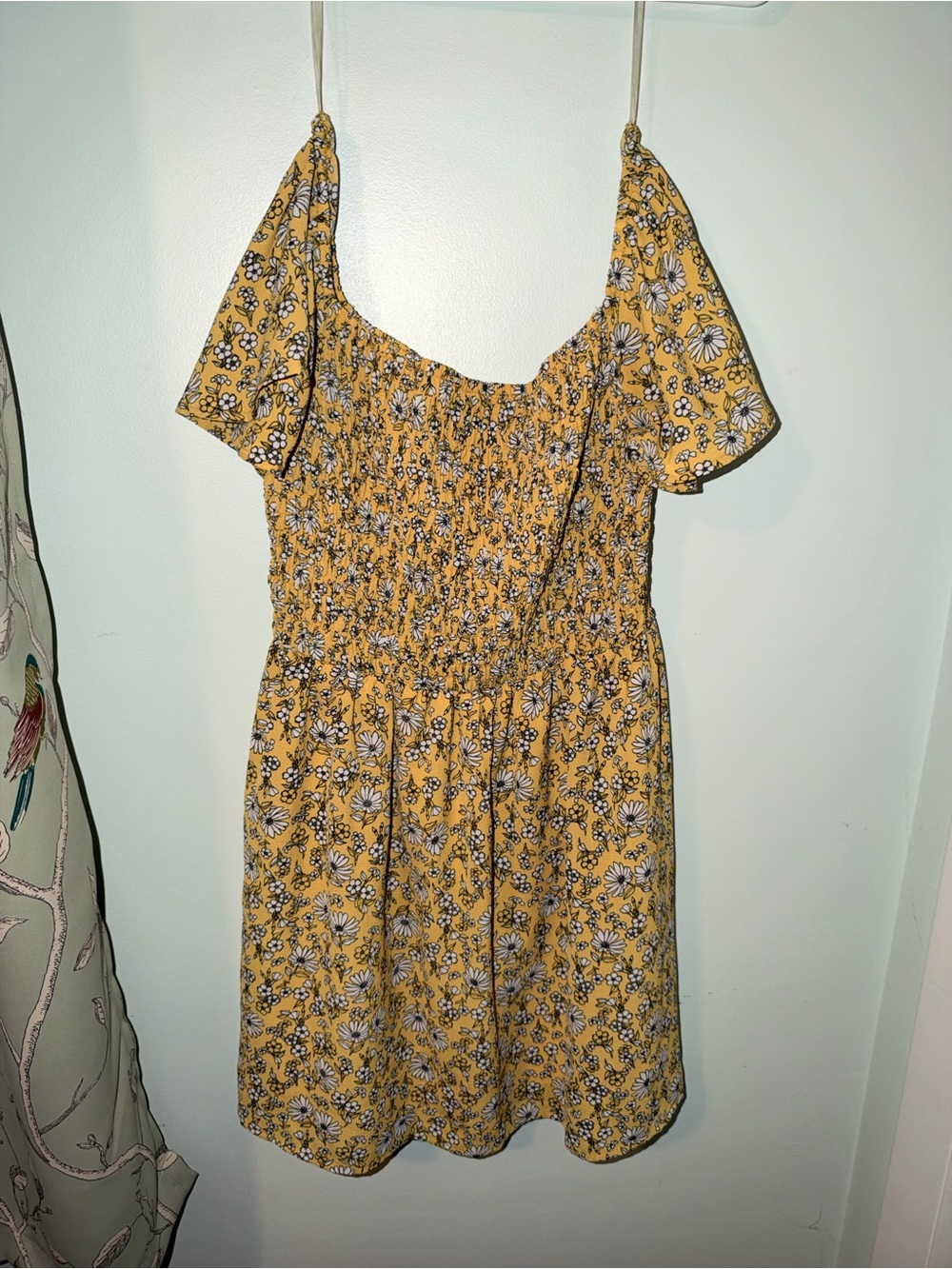 As U Wish Mustard Yellow Floral Smocked Midi Dress